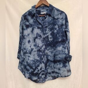Pilcro Cate Blue Tie Dye Button Down Shirt Size S